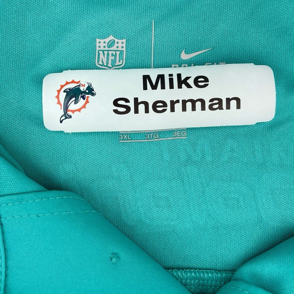 Nike Miami Dolphins NFL Team Issued Polo 3XL Mike Sherman Dri-Fit Aqua - Picture 11 of 16